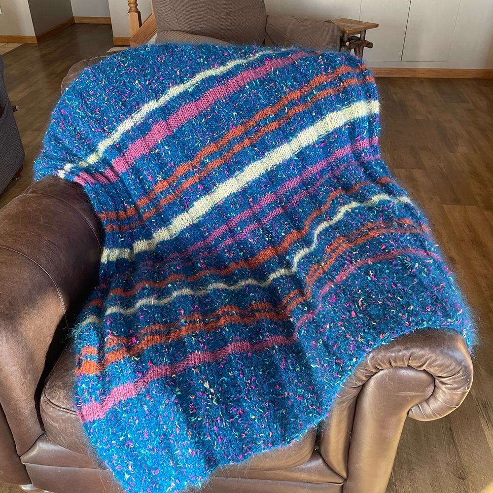 Colorful Striped Knit Blanket